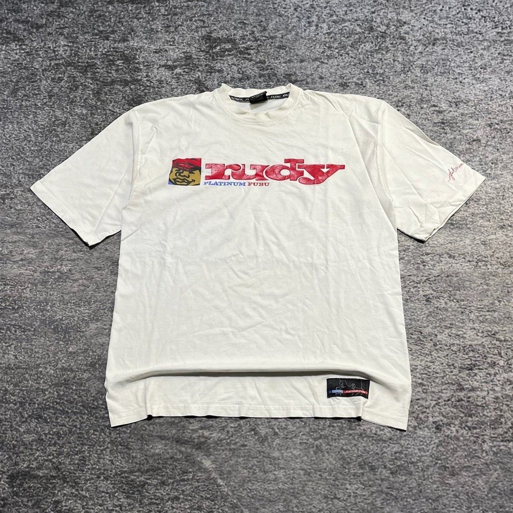 Vintage Platinum Fubu Rudy T Shirt Mens XXL White Hip-Hop Skater 90s Y2K